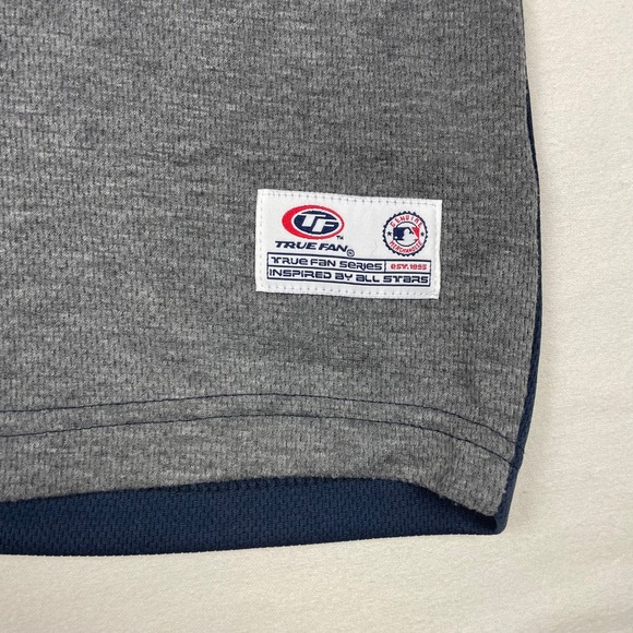 Detroit Tigers MLB True Fan Jersey Mens Large Navy Gray Colorblock V-Neck Shirt - Picture 5 of 7